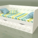 modèle 3D Canapé-lit pour enfants avec 2 tiroirs (Blanc) - preview