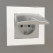 3d model Socket with moisture protection, with earthing, with a protective cover and shutters (silver) - preview