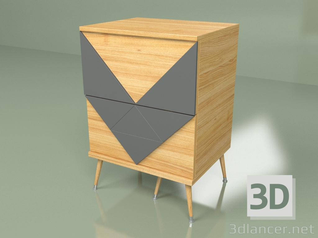 3 डी मॉडल बेडसाइड टेबल वू ट्विन्स (गहरा भूरा) - पूर्वावलोकन