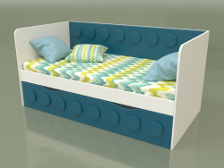 Sofá-cama para crianças com 2 gavetas (turquesa)