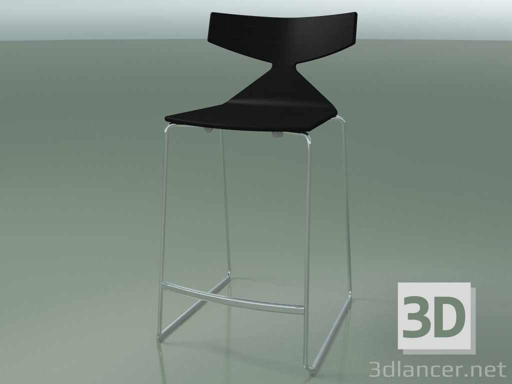 modello 3D Sedia impilabile bar 3703 (Nero, CRO) - anteprima