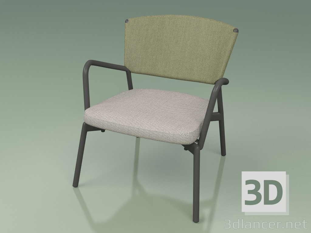 3d model Armchair with soft seat 027 (Metal Smoke, Batyline Olive) - preview