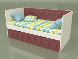 2 दराज वाले बच्चों के लिए सोफा बेड (बोर्डो)