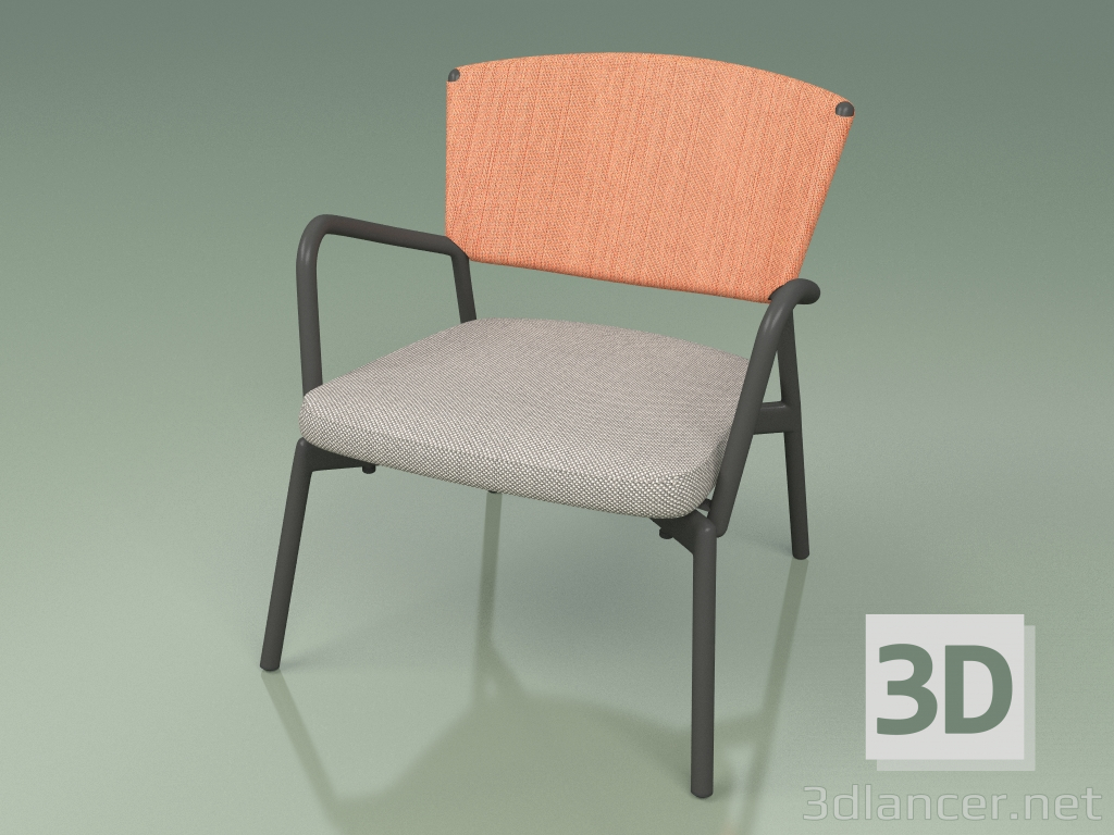 3d model Sillón con asiento blando 027 (Metal Smoke, Batyline Orange) - vista previa