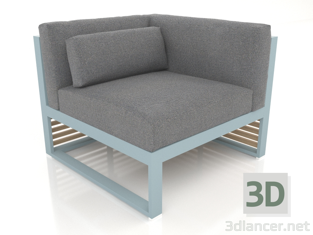 modèle 3D Canapé modulable section 6 droite (Bleu gris) - preview