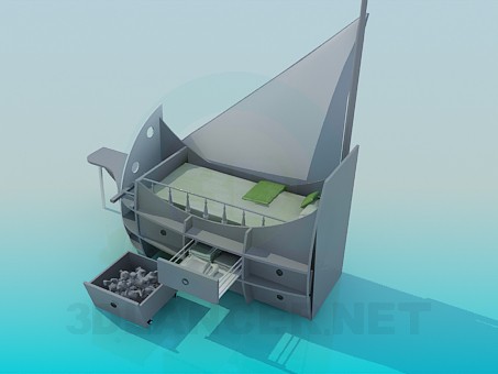 modelo 3D Cama-barco a la guardería - escuchar modelo 3D Cama-barco a la guardería - escuchar