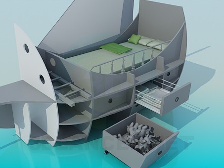 modelo 3D Cama-barco a la guardería - escuchar modelo 3D Cama-barco a la guardería - escuchar