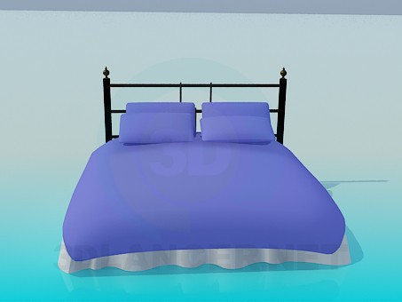 3D Modell Bett mit Kissen - Vorschau