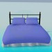 3D Modell Bett mit Kissen - Vorschau