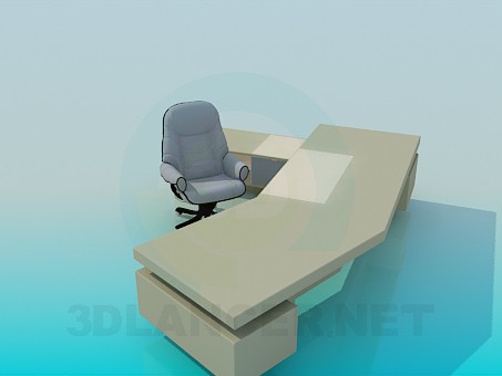 3d модель Большой письменный стол – превью 3d модель Большой письменный стол – превью