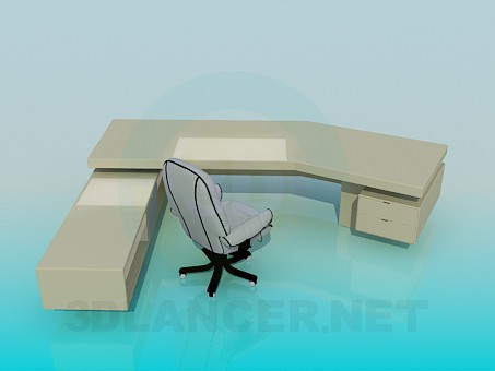 3d модель Большой письменный стол – превью 3d модель Большой письменный стол – превью