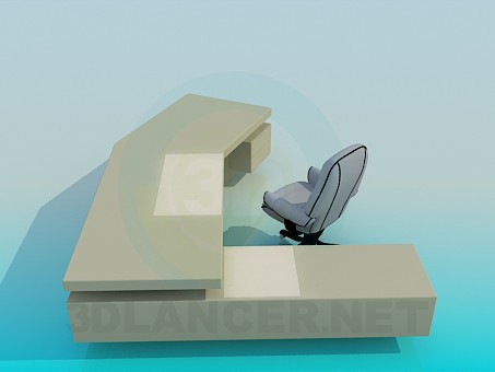 3d модель Большой письменный стол – превью 3d модель Большой письменный стол – превью