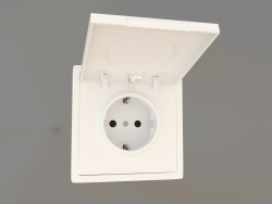 Schuko earthed socket with cover (16A, 250V, screw-on, matt white, DA52033) R98