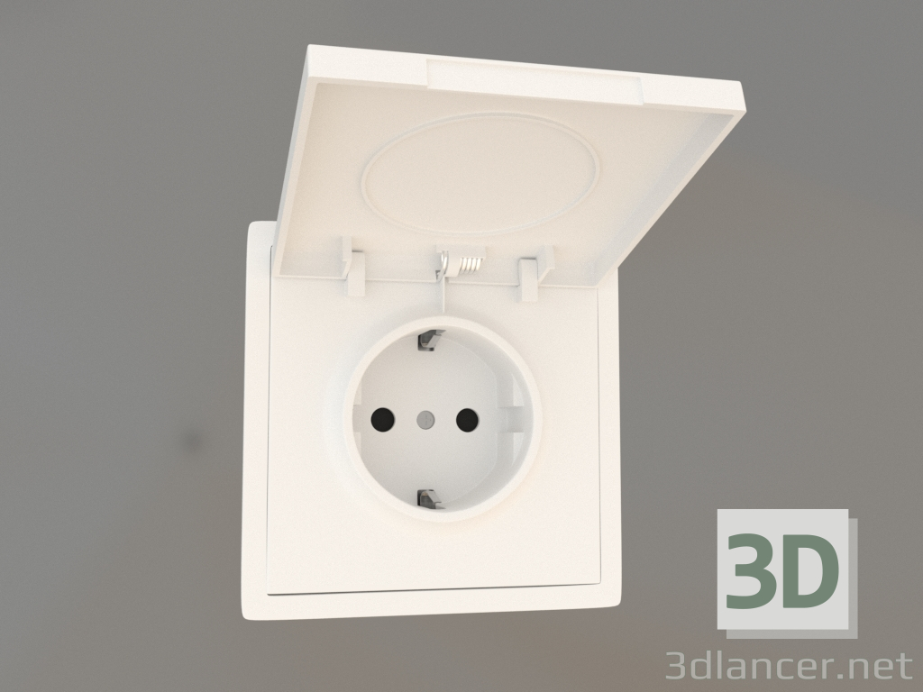 modèle 3D Prise de terre Schuko avec couvercle (16A, 250V, à visser, blanc mat, DA52033) R98 - preview