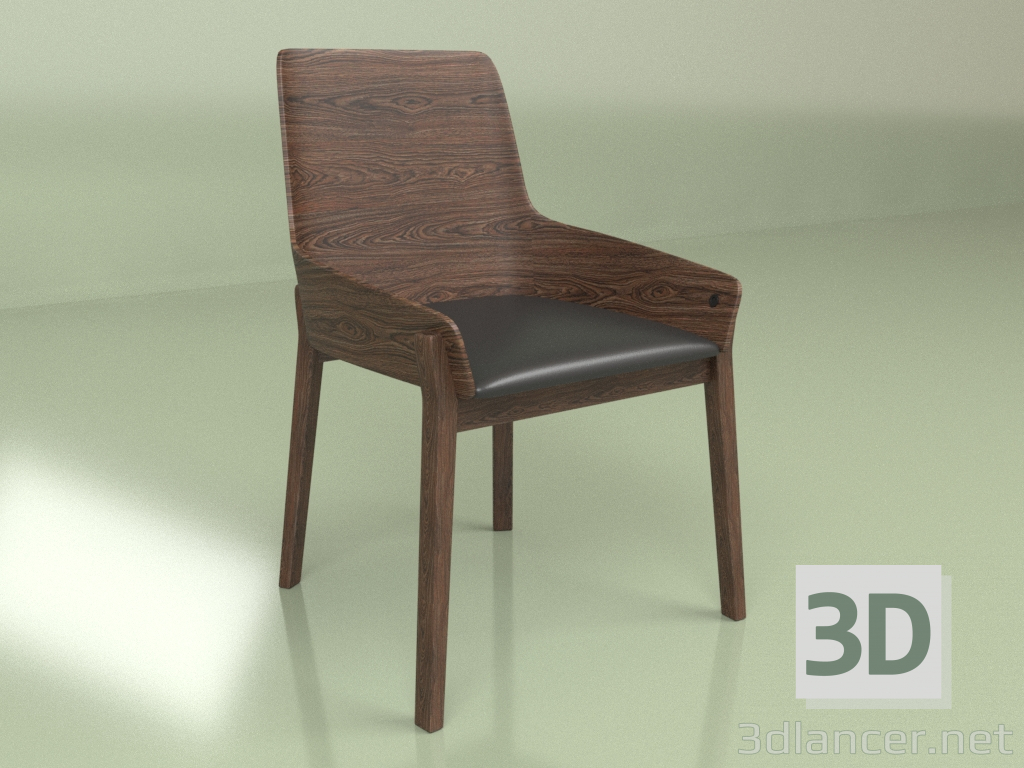 modèle 3D Chaise Safia avec assise rembourrée (noir mat) - preview