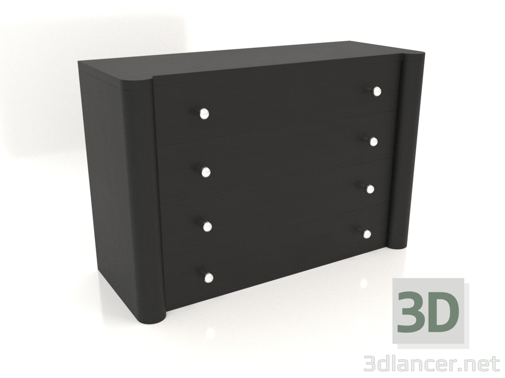 modello 3D Cassettiera TM 021 (1210x480x810, legno nero) - anteprima