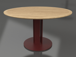 Dining table Ø130 (Wine red, Iroko wood)