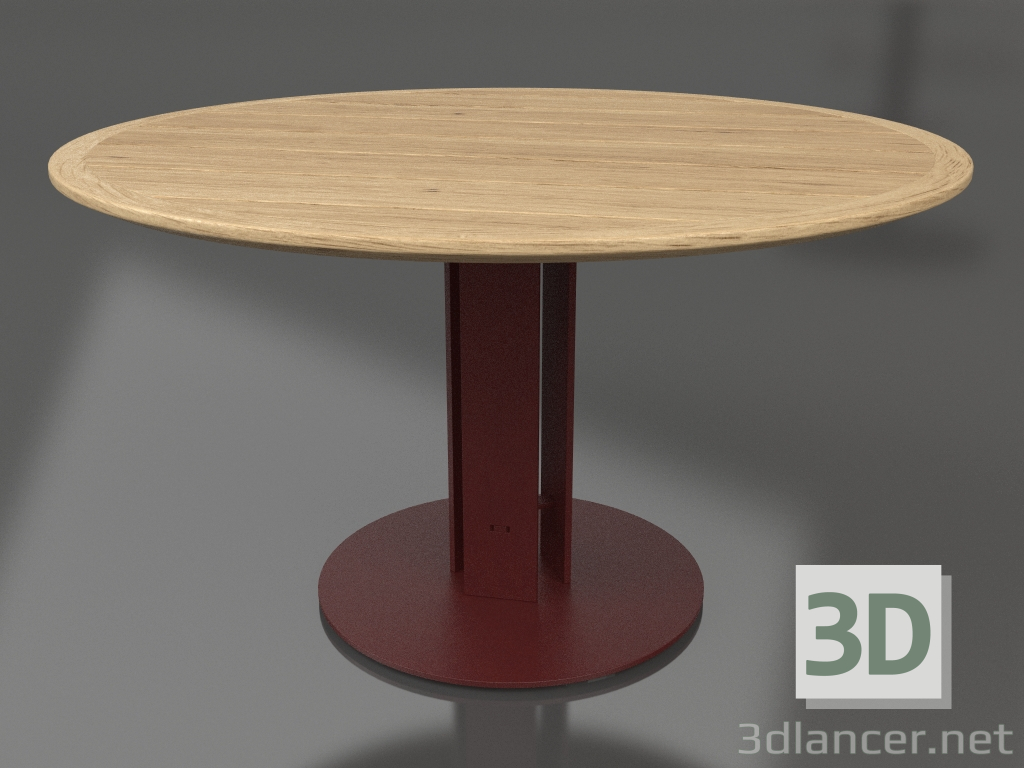 modello 3D Tavolo da pranzo Ø130 (Rosso vino, Legno di Iroko) - anteprima