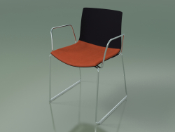 कुर्सी 0452 (एक स्लाइड पर आर्मरेस्ट के साथ, सीट पर एक तकिया के साथ, पॉलीप्रोपाइलीन PO00109)