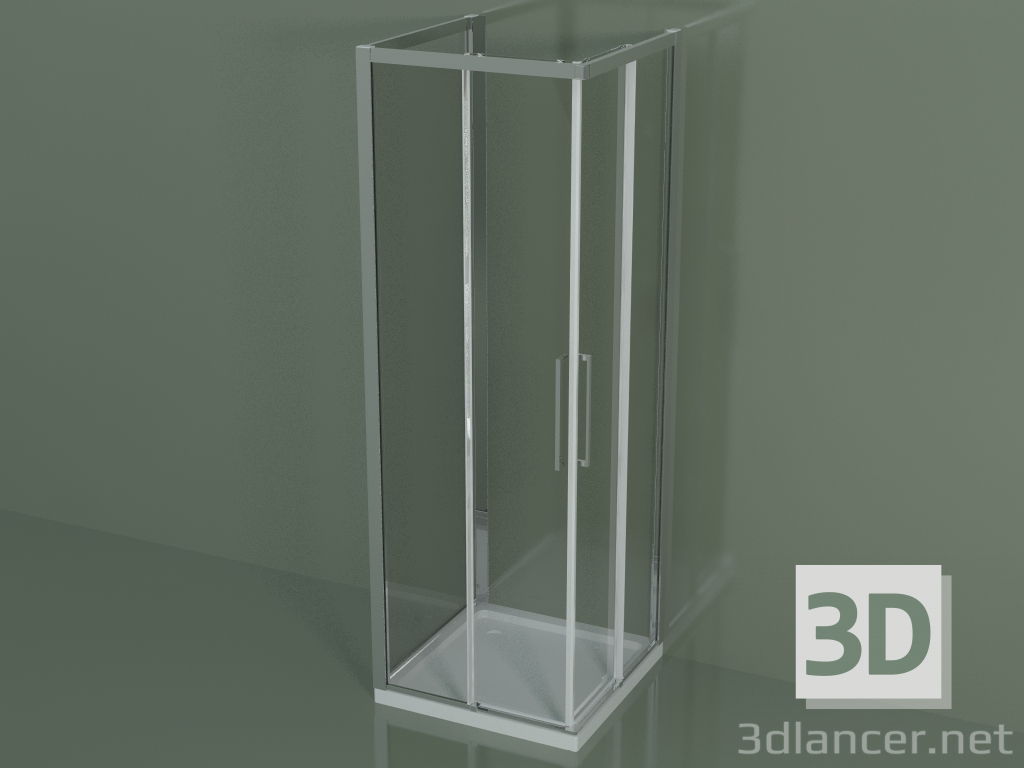 modèle 3D Cabine de douche ZA + ZA + ZG 70, 3 faces avec porte d'angle coulissante - preview