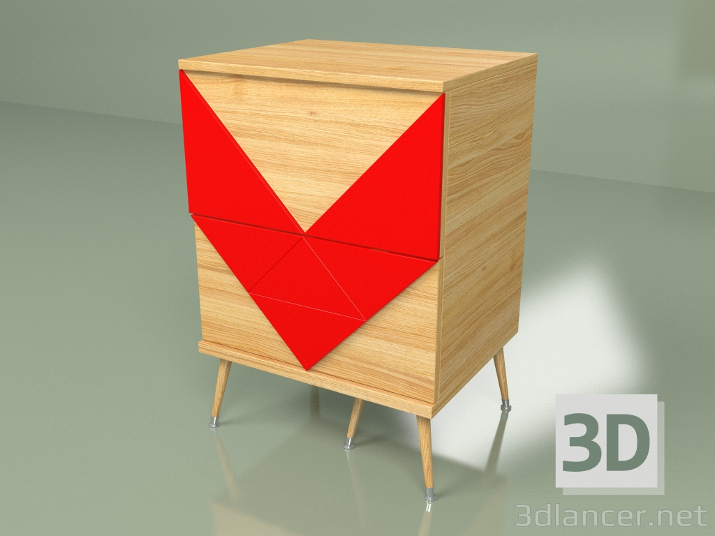 3 डी मॉडल बेडसाइड टेबल वू ट्विन्स (लाल) - पूर्वावलोकन