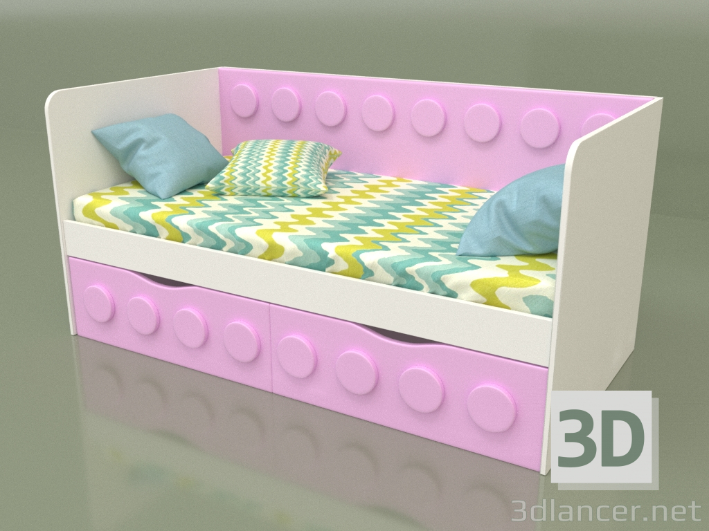 modello 3D Divano letto per bambini con 2 cassetti (Iris) - anteprima