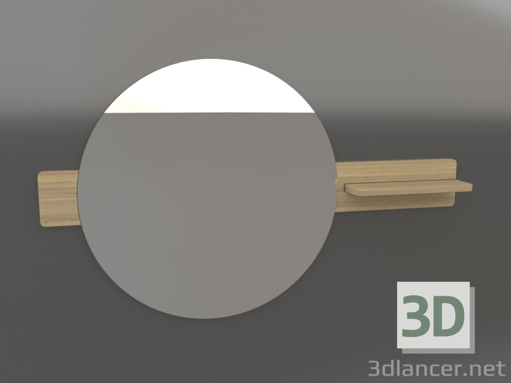 modello 3D Specchio da parete D 600 mm (rovere illuminato) - anteprima