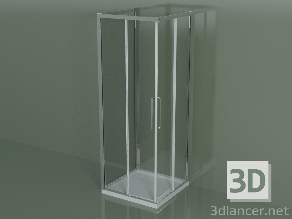 modèle 3D Cabine de douche ZA + ZA + ZG 75, 3 faces avec porte d'angle coulissante - preview
