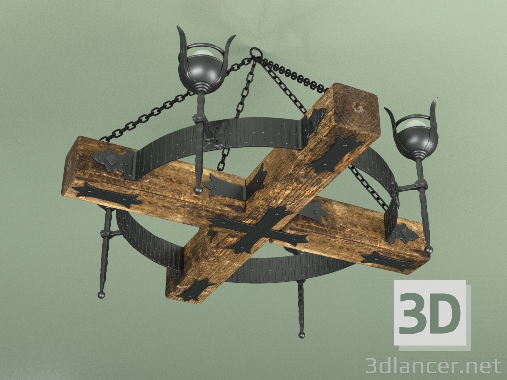modello 3D Lampadario "Paese con torce 80" - anteprima