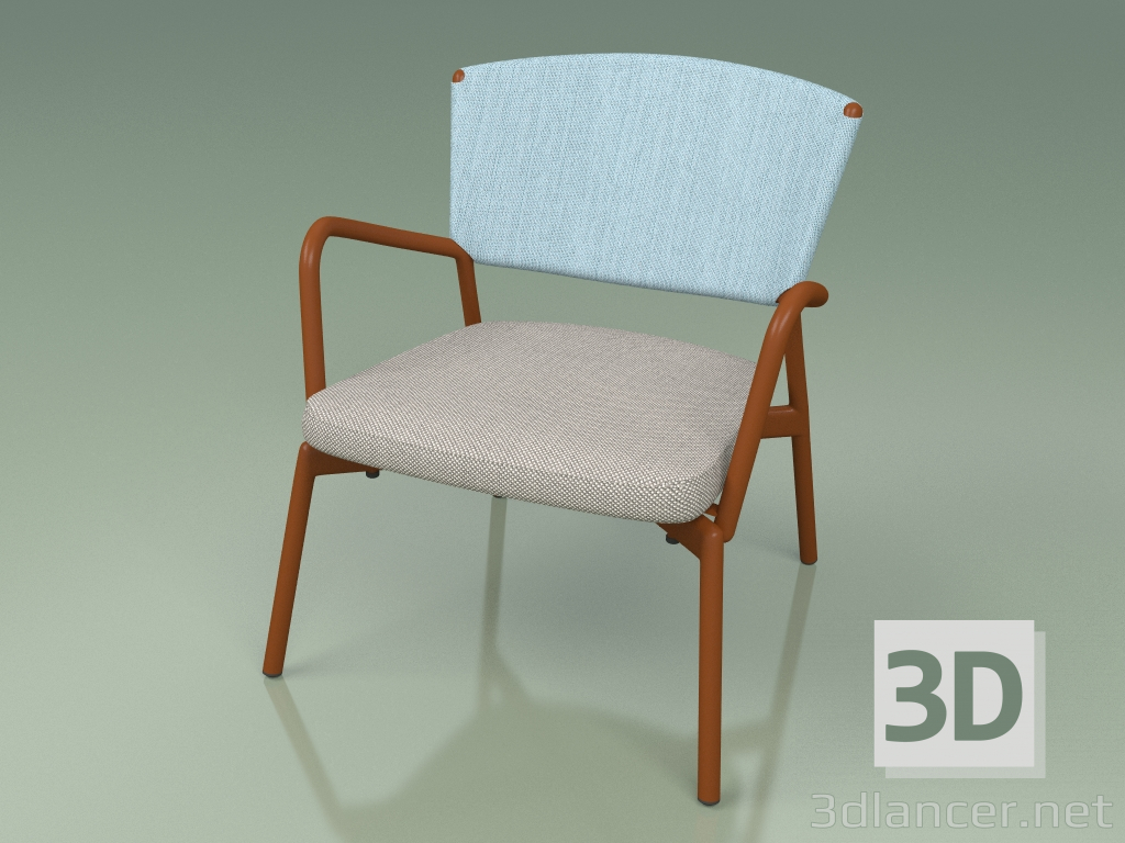 3d model Armchair with soft seat 027 (Metal Rust, Batyline Sky) - preview