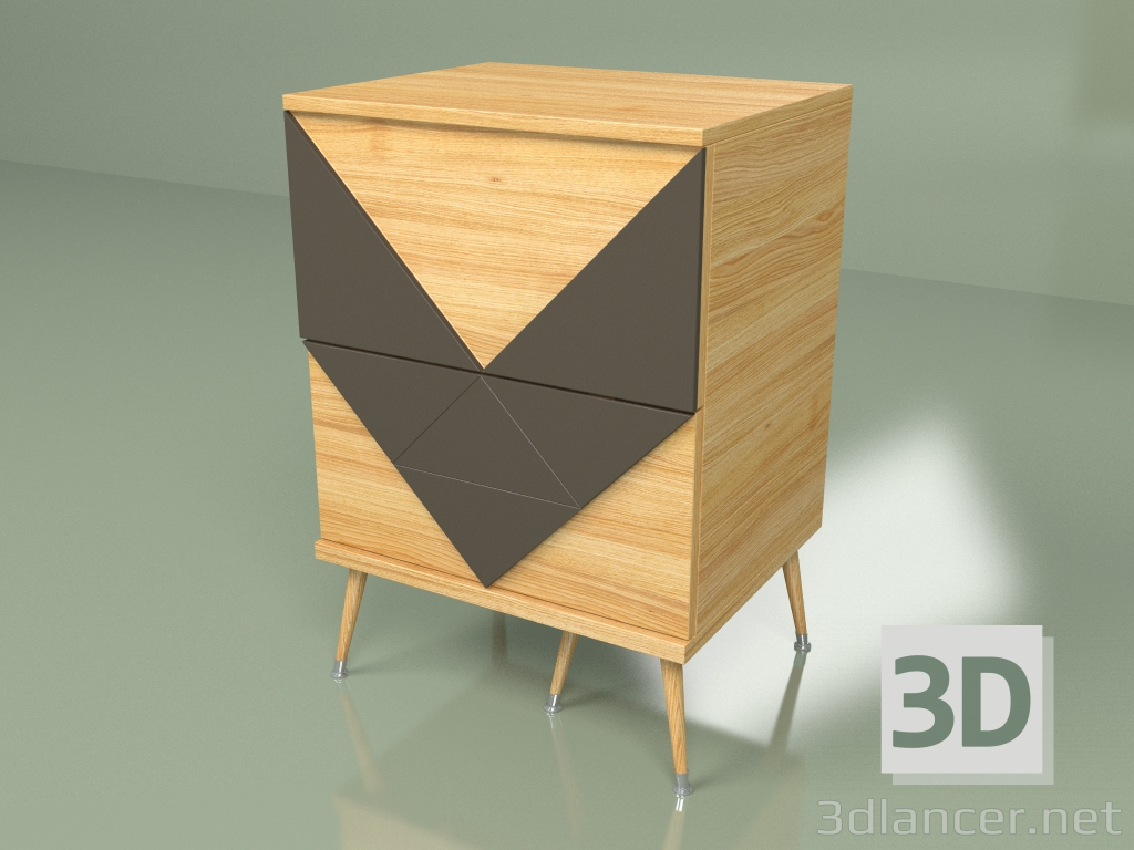 3D modeli Başucu masası Woo Twins (koyu kahverengi) - önizleme