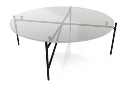 Una mesa baja d90 con tapa de cristal.