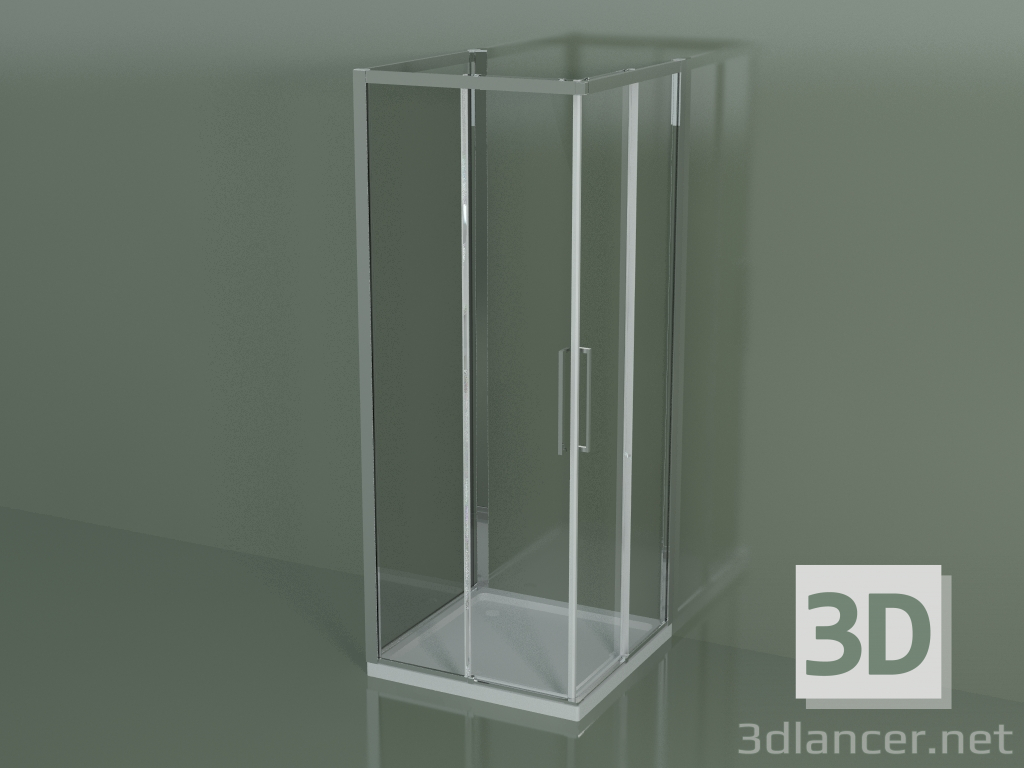 modèle 3D Cabine de douche ZA + ZA + ZG 80, 3 faces avec porte d'angle coulissante - preview