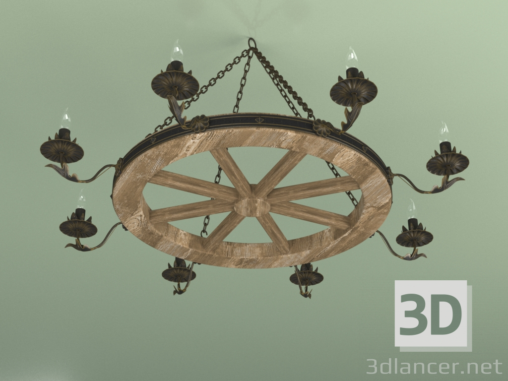 modèle 3D Lustre de la roue du chariot 70 - preview