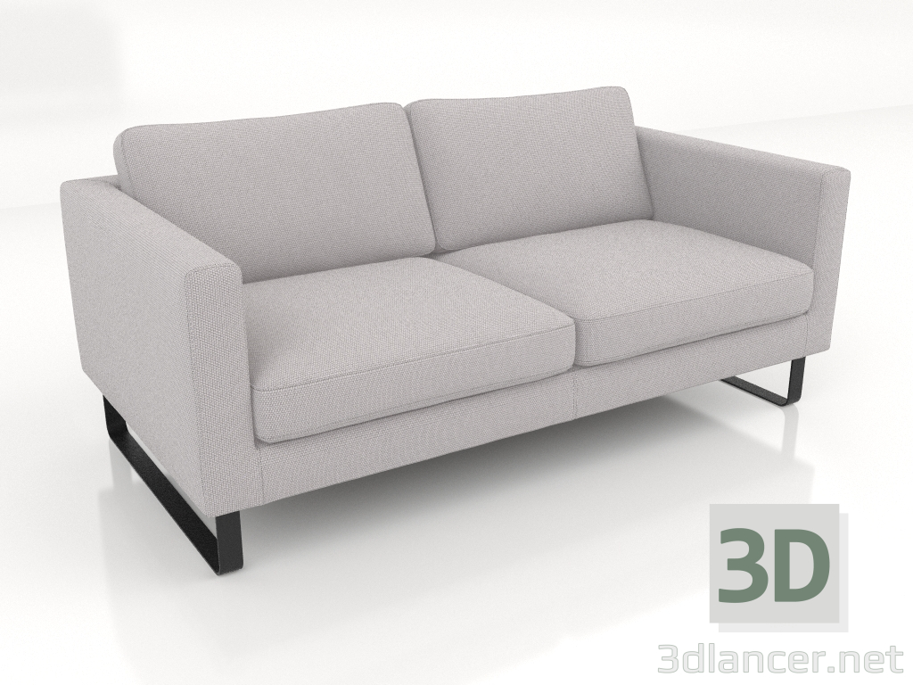 modèle 3D Canapé 2 places (pieds métal, tissu) - preview