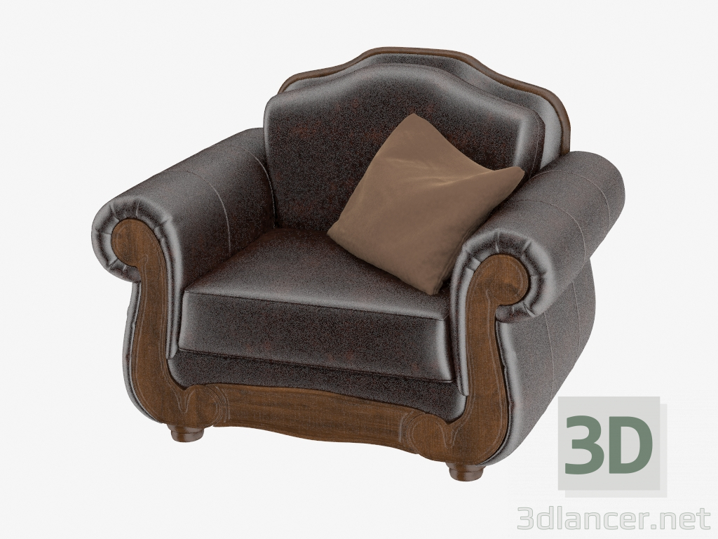 3d модель Кресло кожаное Barcelona Antique – превью