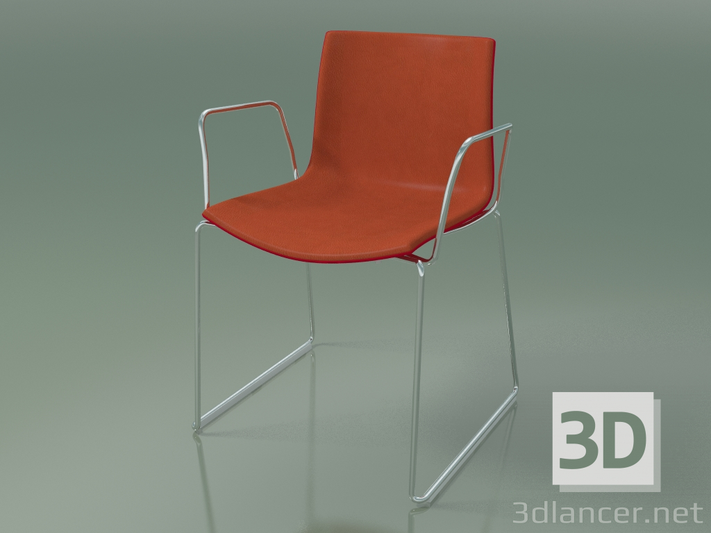 modèle 3D Chaise 0468 (sur rails avec accoudoirs, avec garniture avant, polypropylène PO00104) - preview