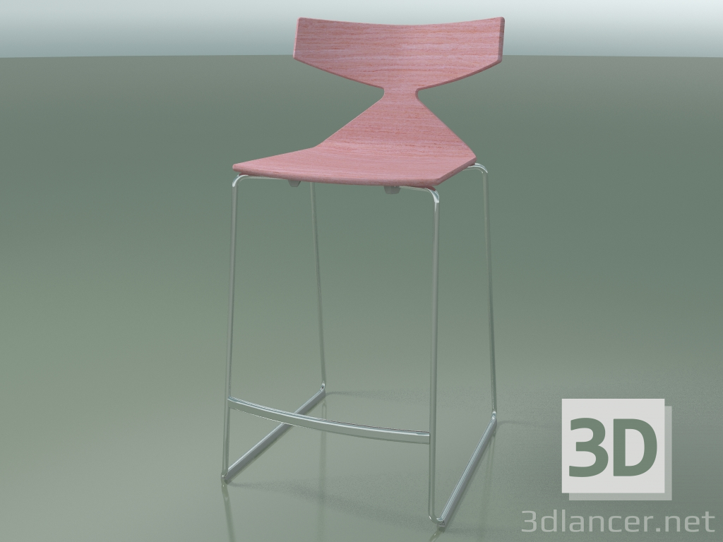 modello 3D Sgabello da bar impilabile 3703 (rosa, CRO) - anteprima
