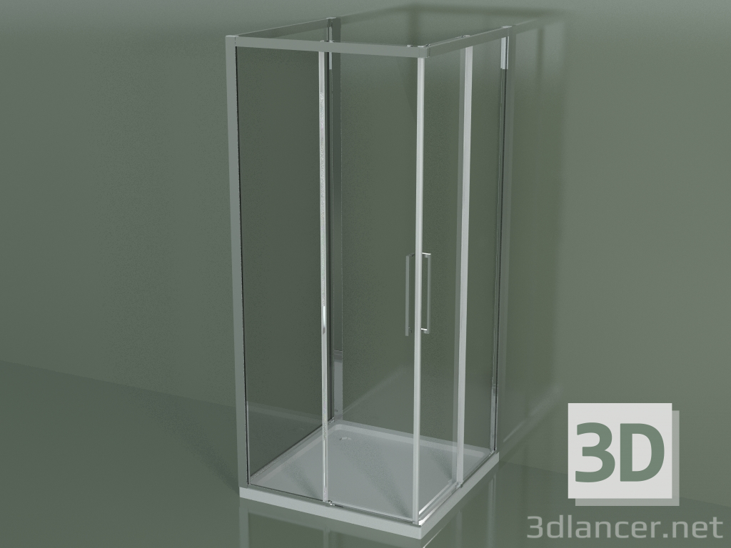 modèle 3D Cabine de douche ZA + ZA + ZG 90, 3 faces avec porte d'angle coulissante - preview