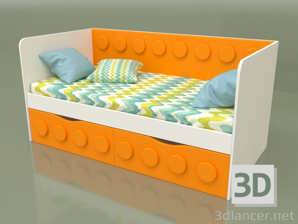 3d model Sofá cama para niños con 2 cajones (Mango) - vista previa
