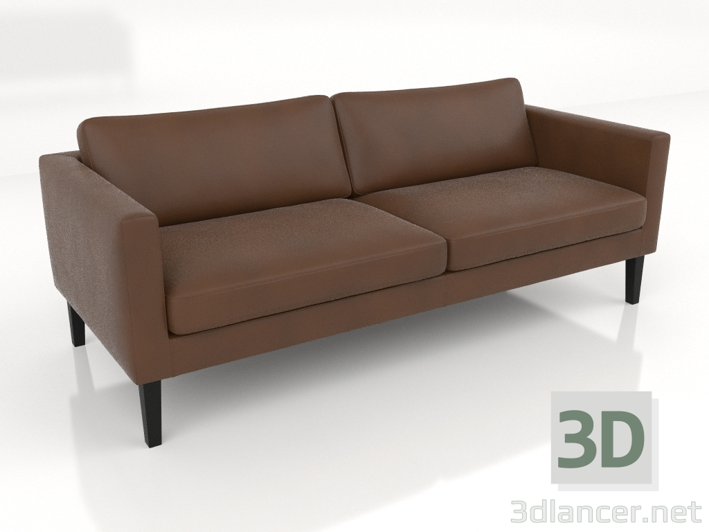 3d model 3-seater sofa (high legs, leather) - preview