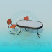 modèle 3D Table ovale avec chaises - preview
