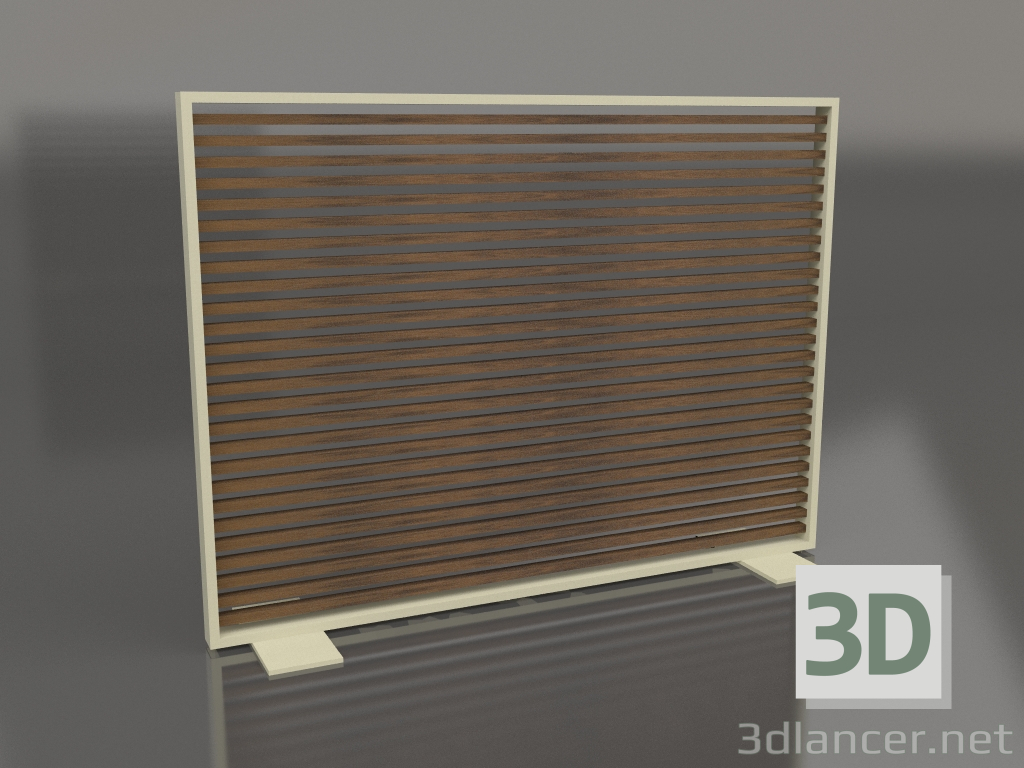 3D Modell Trennwand aus Kunstholz und Aluminium 150x110 (Teak, Gold) - Vorschau