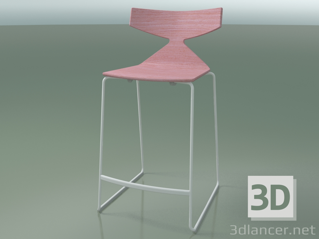 modello 3D Sgabello da bar impilabile 3703 (rosa, V12) - anteprima
