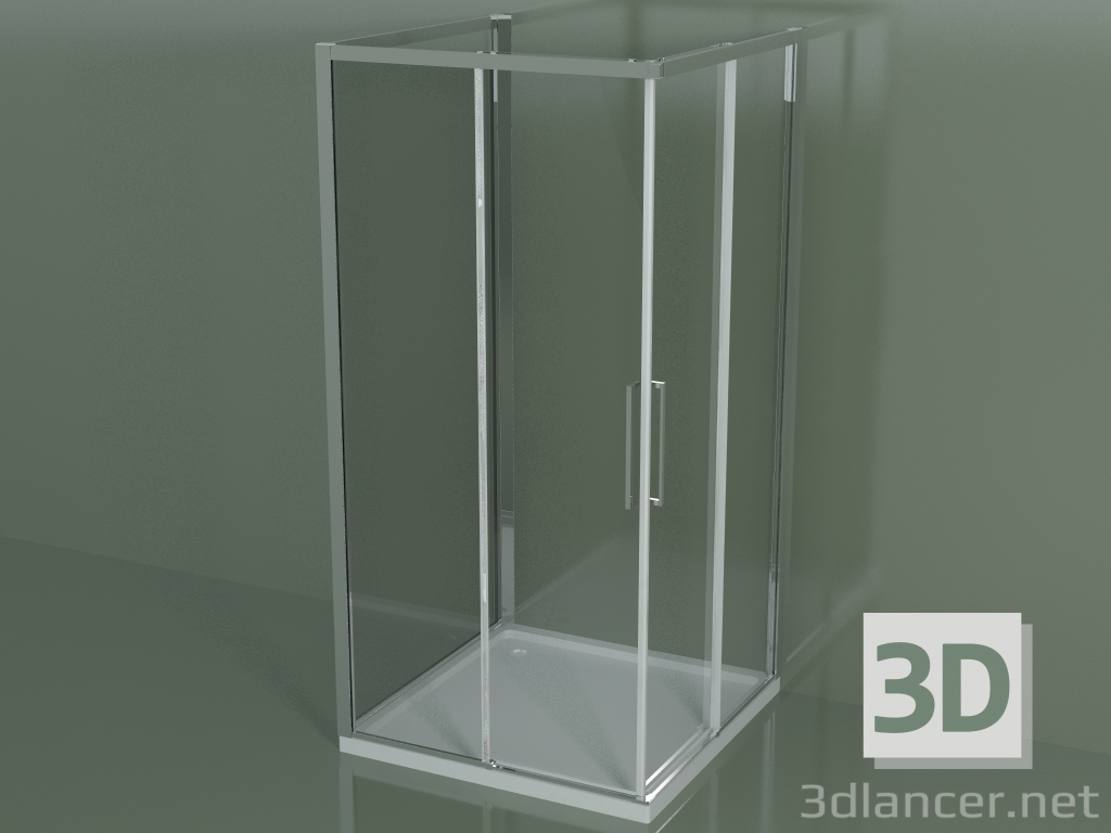 3d model Shower cubicle ZA + ZA + ZG 100, 3sided with sliding corner