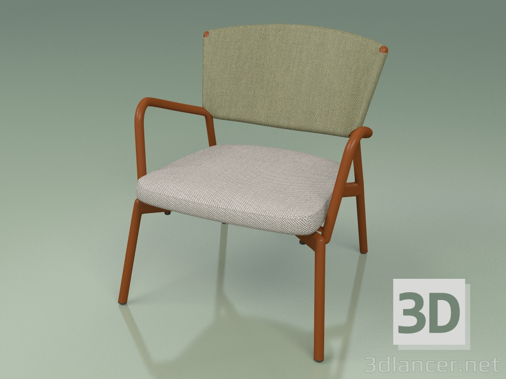 3d model Armchair with soft seat 027 (Metal Rust, Batyline Olive) - preview