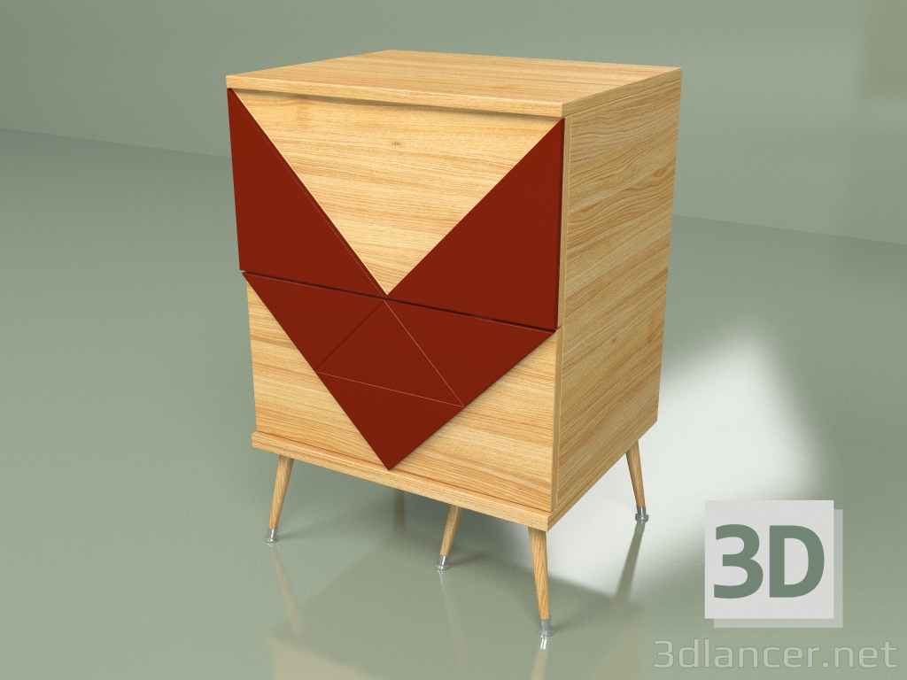 3D modeli Başucu masası Woo Twins (bordo) - önizleme