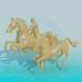 3D modeli Anıt üç atlar - önizleme