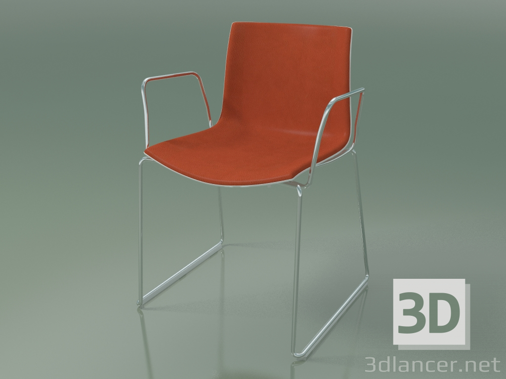 3D Modell Stuhl 0468 (auf Schienen mit Armlehnen, mit Frontverkleidung, Polypropylen PO00101) - Vorschau