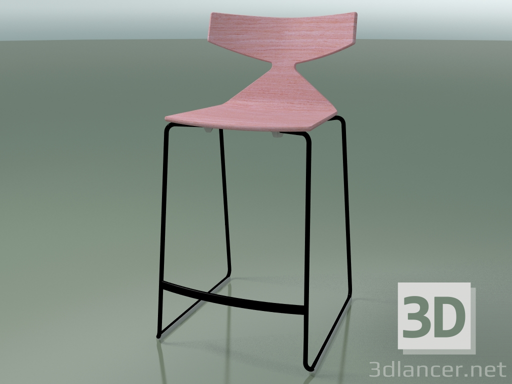 modello 3D Sgabello da bar impilabile 3703 (rosa, V39) - anteprima